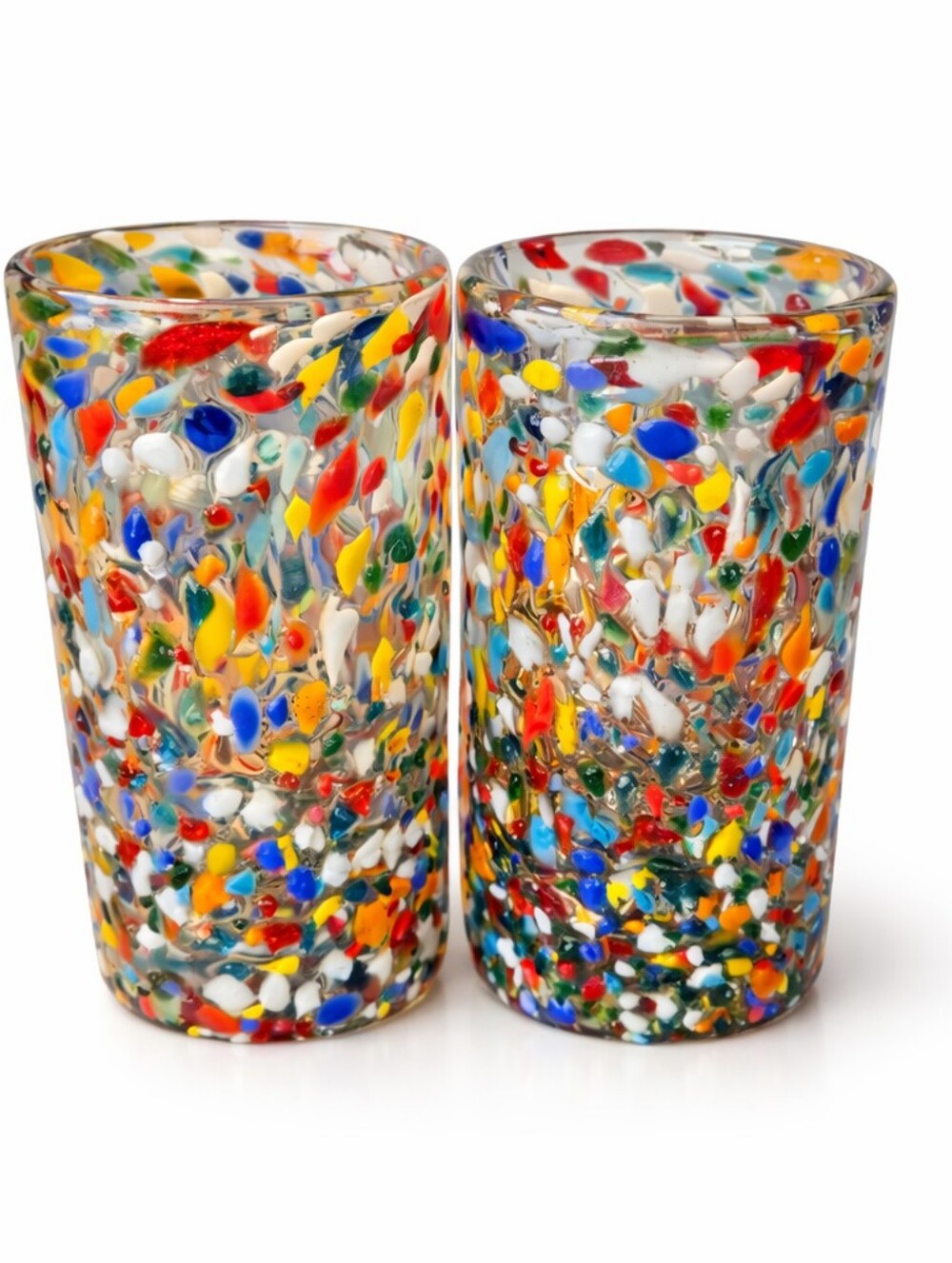 Colorful Mosaic Glass Tumblers – Handcrafted Art Glass Set 20 Oz New